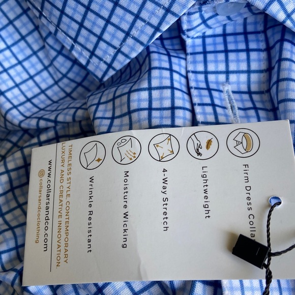 NWT Collars & Co. Semi-Spread Collar Polo Blue Twttersall Mens Size Medium Tall - Picture 11 of 11
